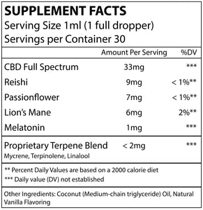 Love Herb Relax Full Spectrum CBD Vanilla Tincture Enhanced With Adaptogens 1000mg